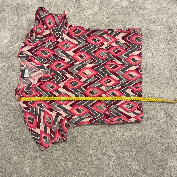 Tafford Pink Grey Aztec Print Medical Scrub Top Medium 100% Cotton - Picture 7 of 7